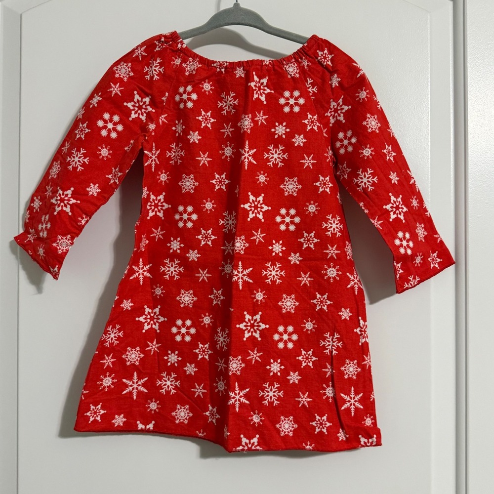 Lolly Wolly Doodle Girls Red White Snowflake Christmas Dress Size 2 Made in USA